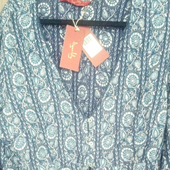 TIGERLILY Adalie Blue V Neck Long Sleeve Tie Front Crop Top NWT - Picture 9 of 12